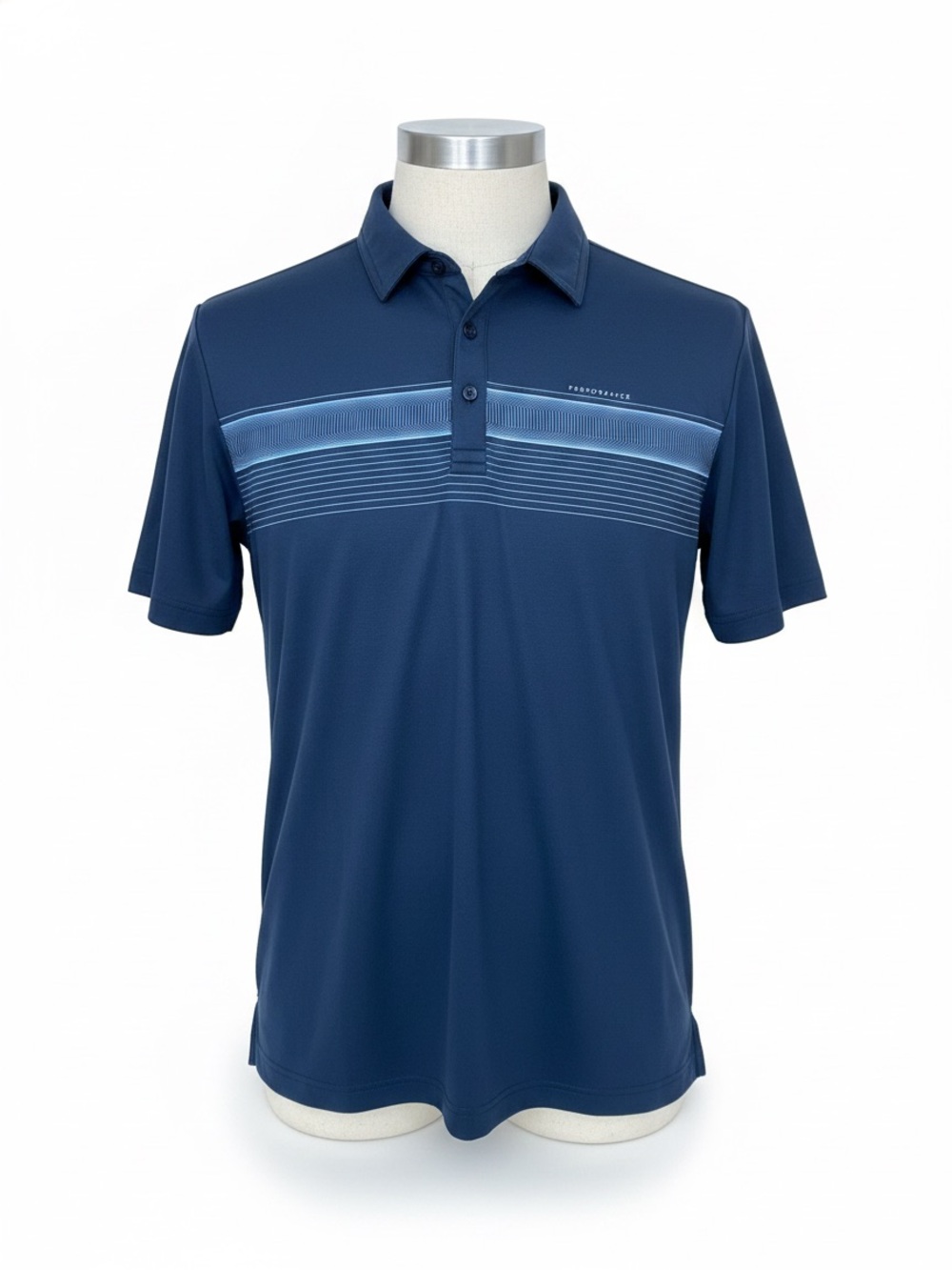 TravisMathew Polo Shirt Mens Large Blue Stripe Golf Performance Casual